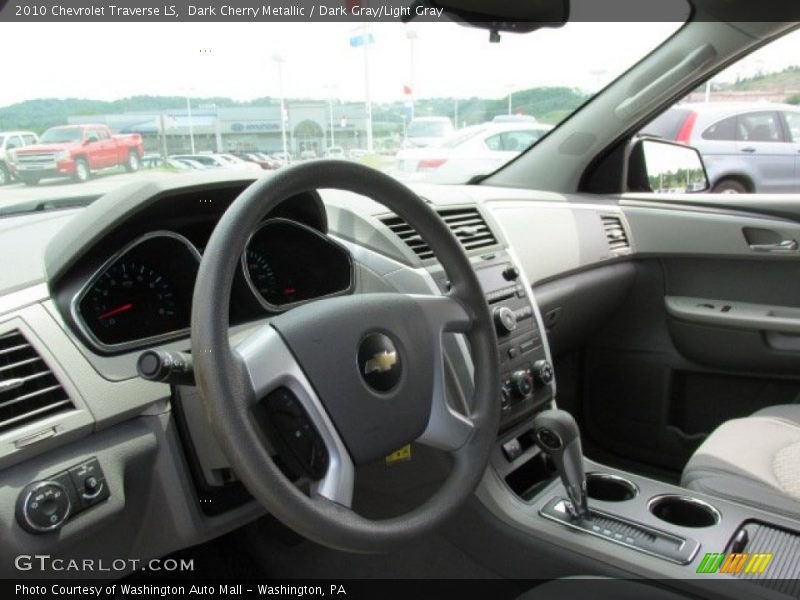 Dark Cherry Metallic / Dark Gray/Light Gray 2010 Chevrolet Traverse LS