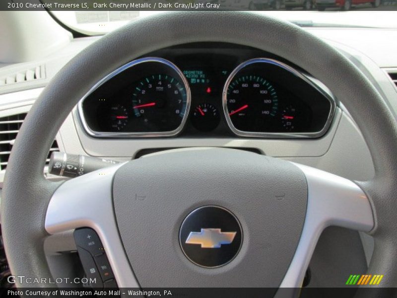 Dark Cherry Metallic / Dark Gray/Light Gray 2010 Chevrolet Traverse LS