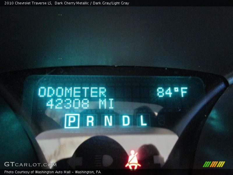 Dark Cherry Metallic / Dark Gray/Light Gray 2010 Chevrolet Traverse LS