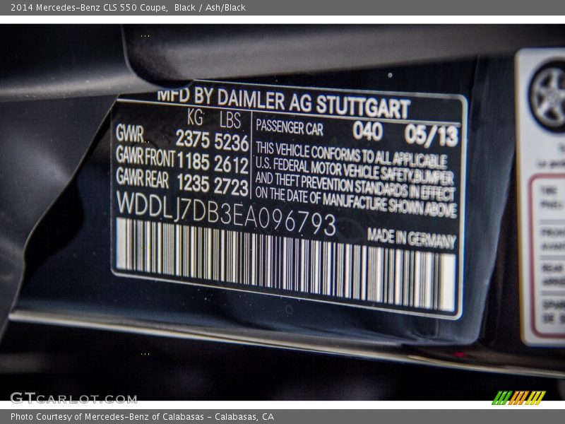 Black / Ash/Black 2014 Mercedes-Benz CLS 550 Coupe