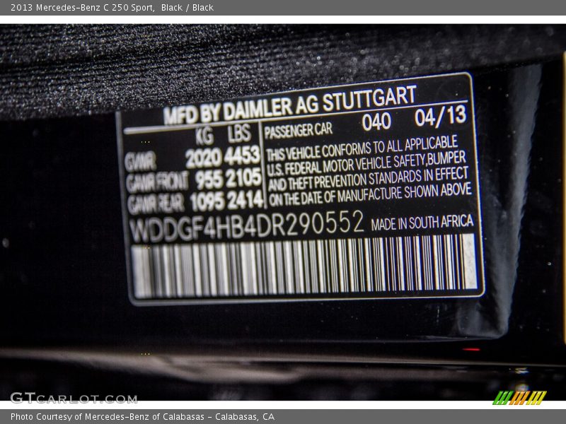 Black / Black 2013 Mercedes-Benz C 250 Sport