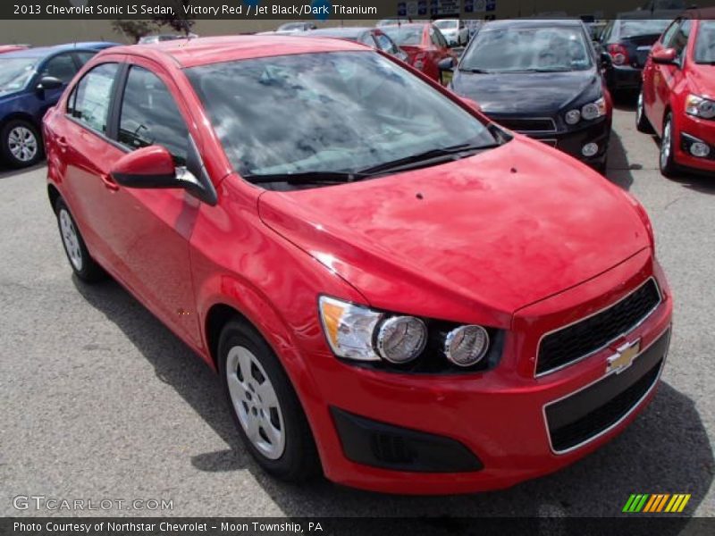 Victory Red / Jet Black/Dark Titanium 2013 Chevrolet Sonic LS Sedan