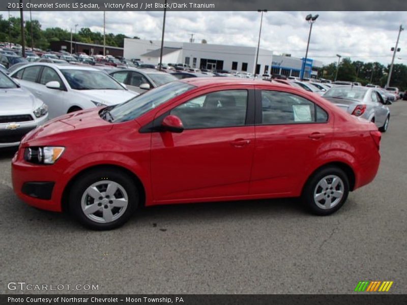 Victory Red / Jet Black/Dark Titanium 2013 Chevrolet Sonic LS Sedan