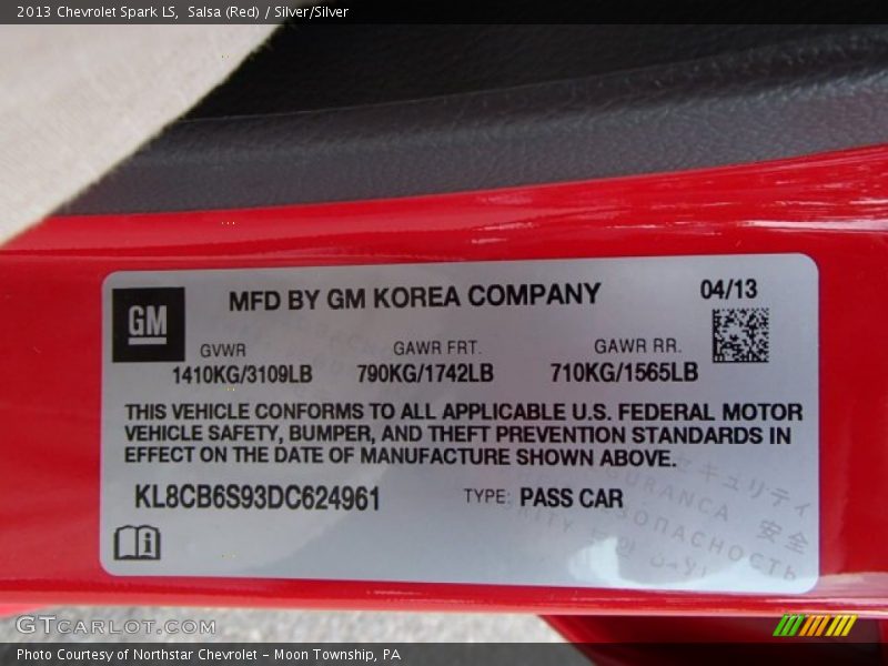 Salsa (Red) / Silver/Silver 2013 Chevrolet Spark LS