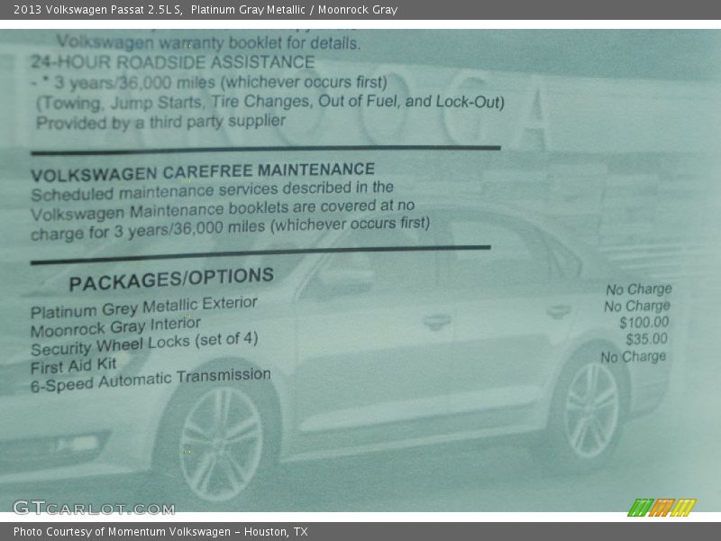 Platinum Gray Metallic / Moonrock Gray 2013 Volkswagen Passat 2.5L S