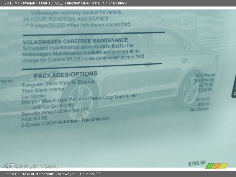 Tungsten Silver Metallic / Titan Black 2013 Volkswagen Passat TDI SEL