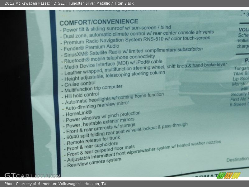 Tungsten Silver Metallic / Titan Black 2013 Volkswagen Passat TDI SEL