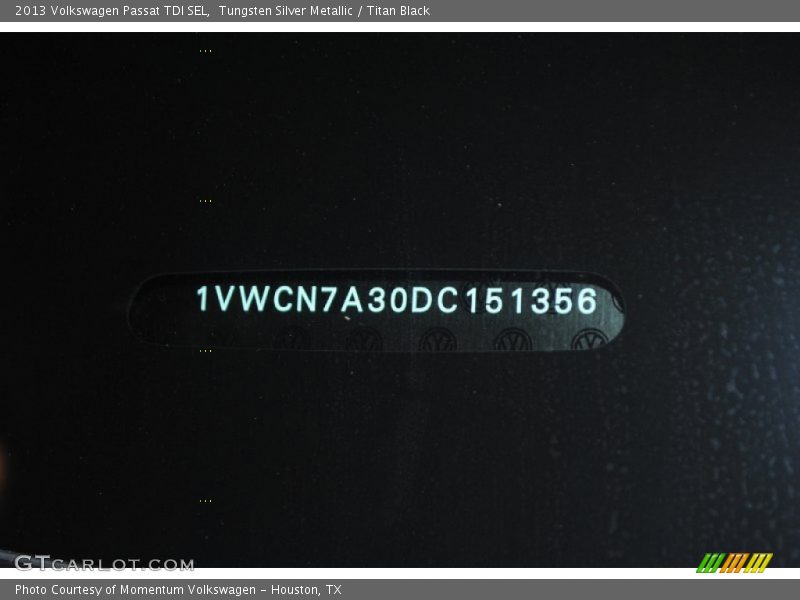 Tungsten Silver Metallic / Titan Black 2013 Volkswagen Passat TDI SEL