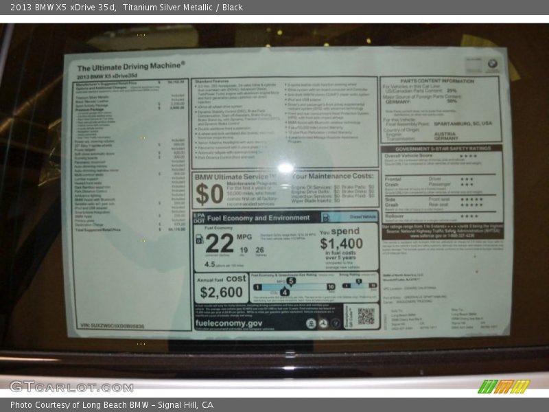 Titanium Silver Metallic / Black 2013 BMW X5 xDrive 35d