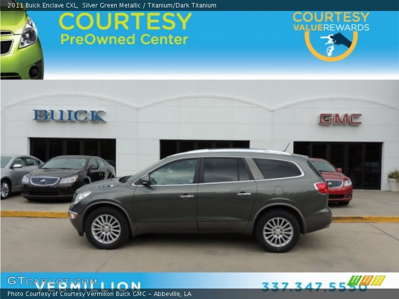 Silver Green Metallic / Titanium/Dark Titanium 2011 Buick Enclave CXL