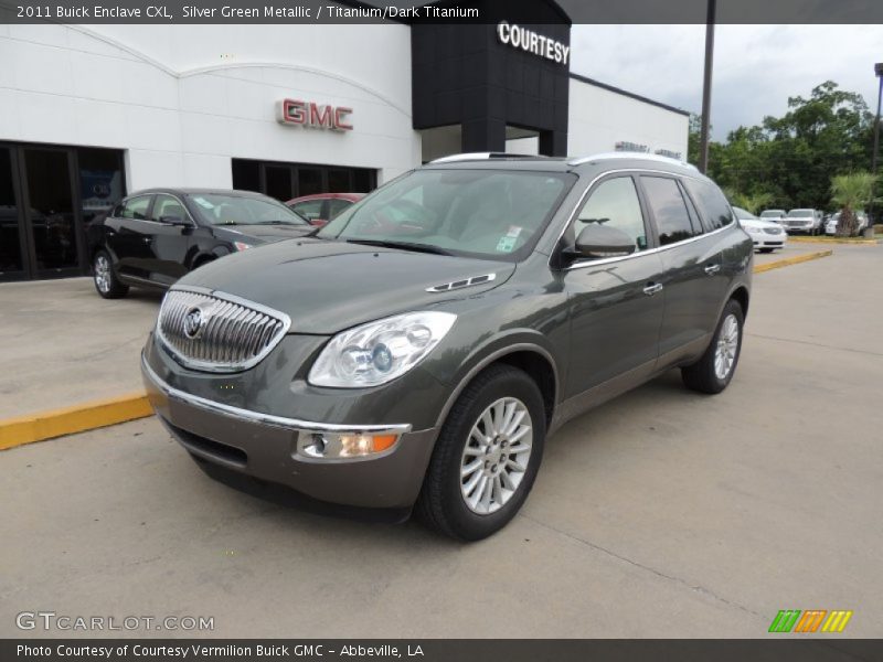 Silver Green Metallic / Titanium/Dark Titanium 2011 Buick Enclave CXL