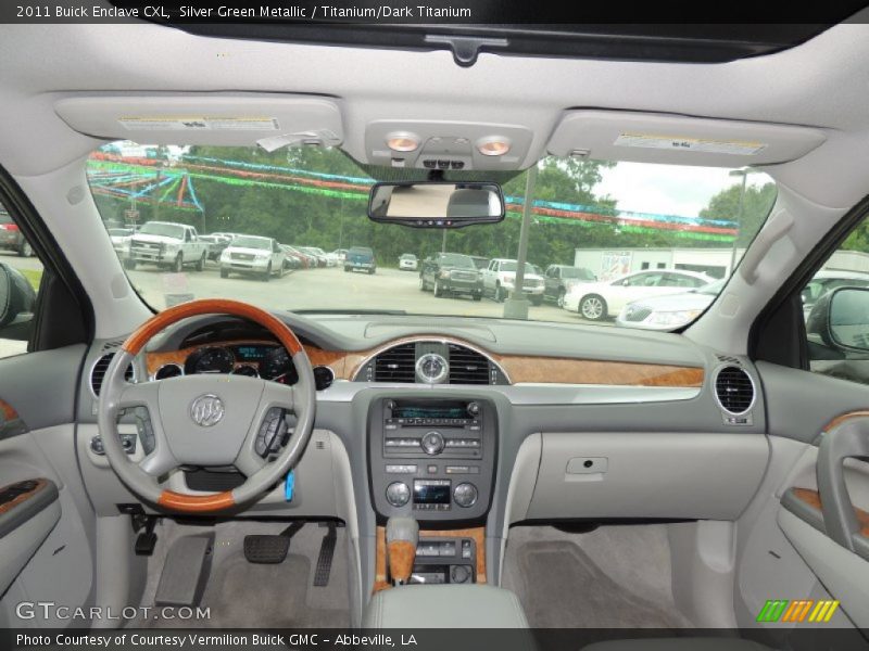 Silver Green Metallic / Titanium/Dark Titanium 2011 Buick Enclave CXL