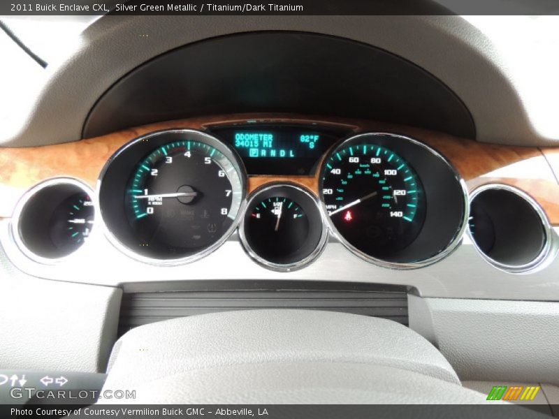 Silver Green Metallic / Titanium/Dark Titanium 2011 Buick Enclave CXL