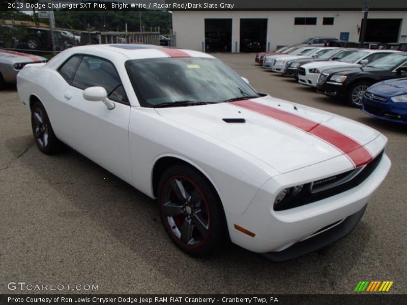 Bright White / Radar Red/Dark Slate Gray 2013 Dodge Challenger SXT Plus