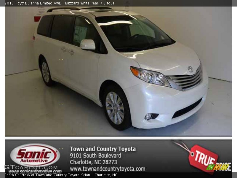 Blizzard White Pearl / Bisque 2013 Toyota Sienna Limited AWD