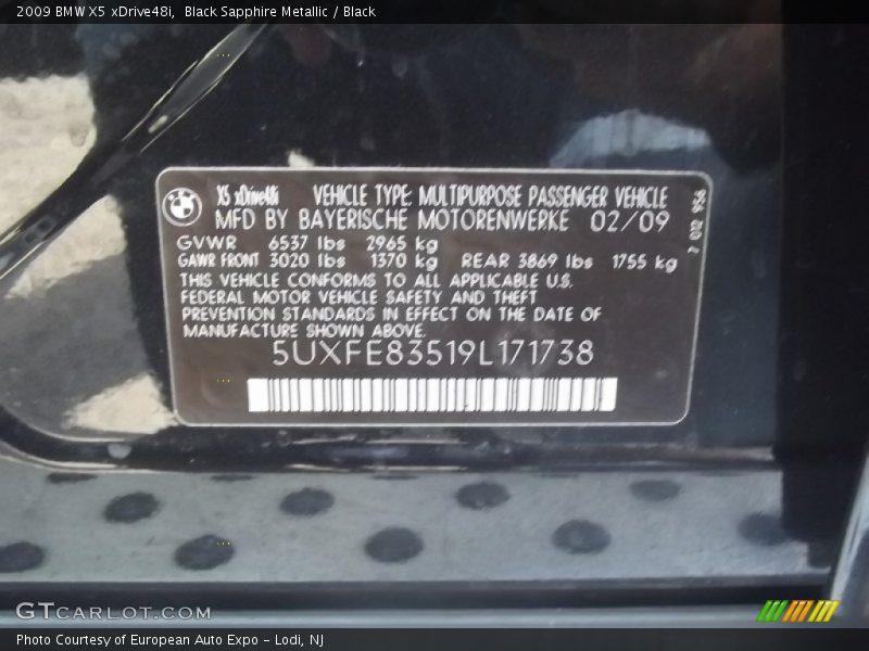 Black Sapphire Metallic / Black 2009 BMW X5 xDrive48i