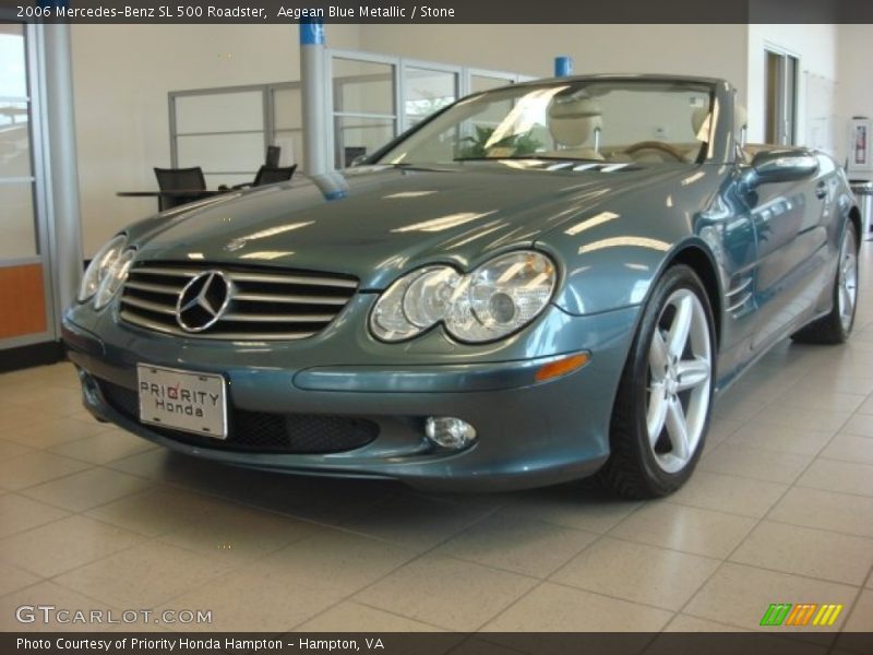 Aegean Blue Metallic / Stone 2006 Mercedes-Benz SL 500 Roadster