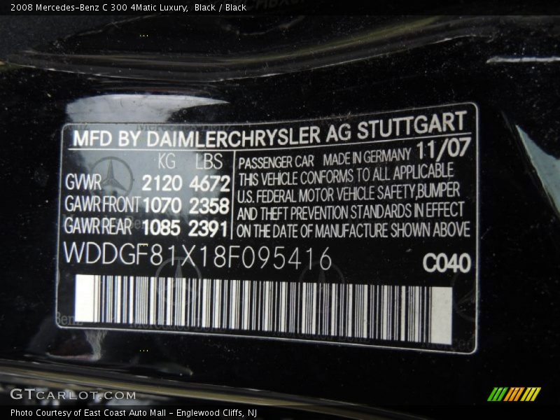Black / Black 2008 Mercedes-Benz C 300 4Matic Luxury