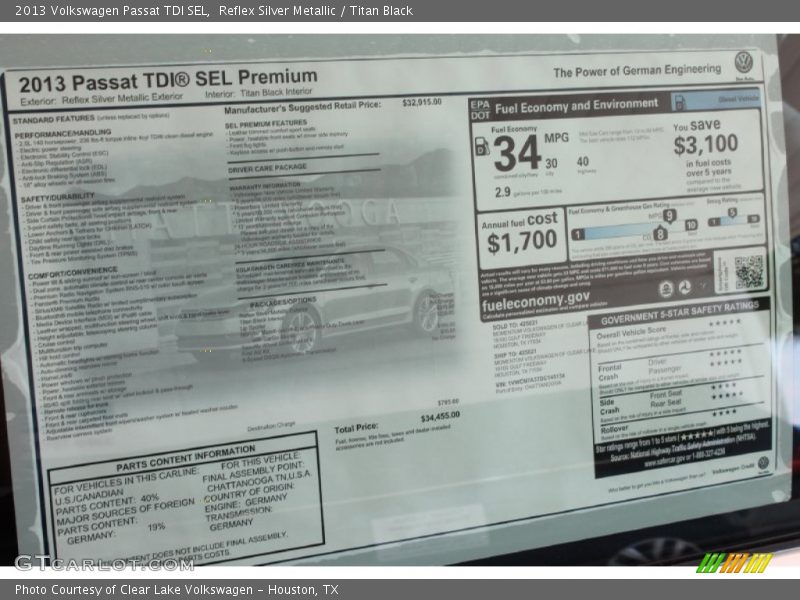 Reflex Silver Metallic / Titan Black 2013 Volkswagen Passat TDI SEL