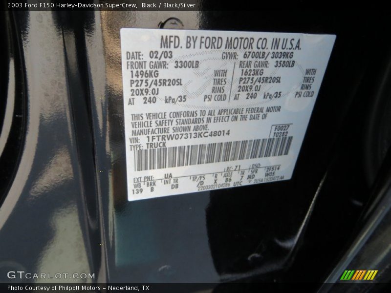 Black / Black/Silver 2003 Ford F150 Harley-Davidson SuperCrew