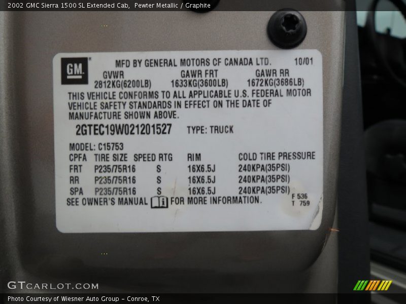 Pewter Metallic / Graphite 2002 GMC Sierra 1500 SL Extended Cab