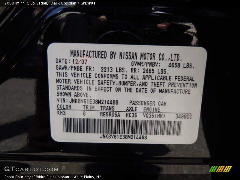 Black Obsidian / Graphite 2008 Infiniti G 35 Sedan