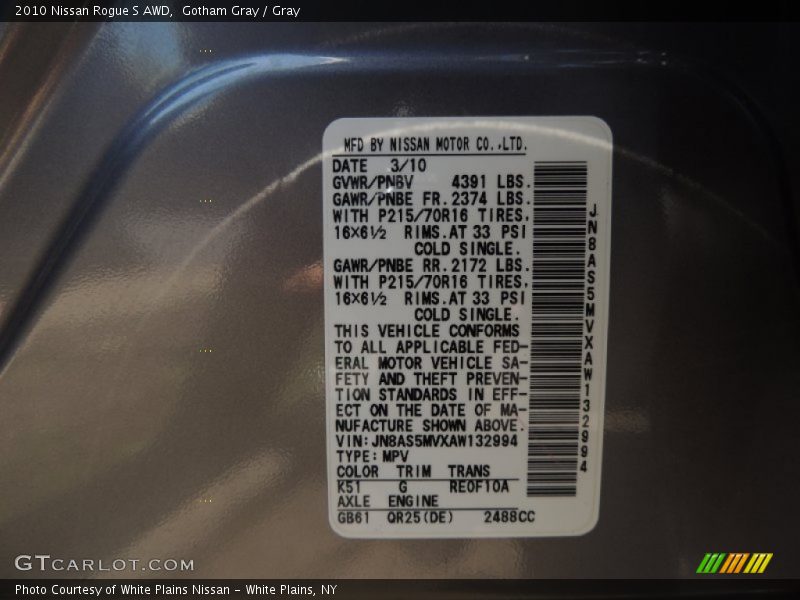 Gotham Gray / Gray 2010 Nissan Rogue S AWD
