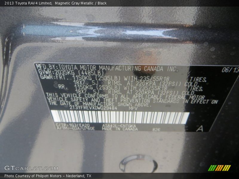 Magnetic Gray Metallic / Black 2013 Toyota RAV4 Limited
