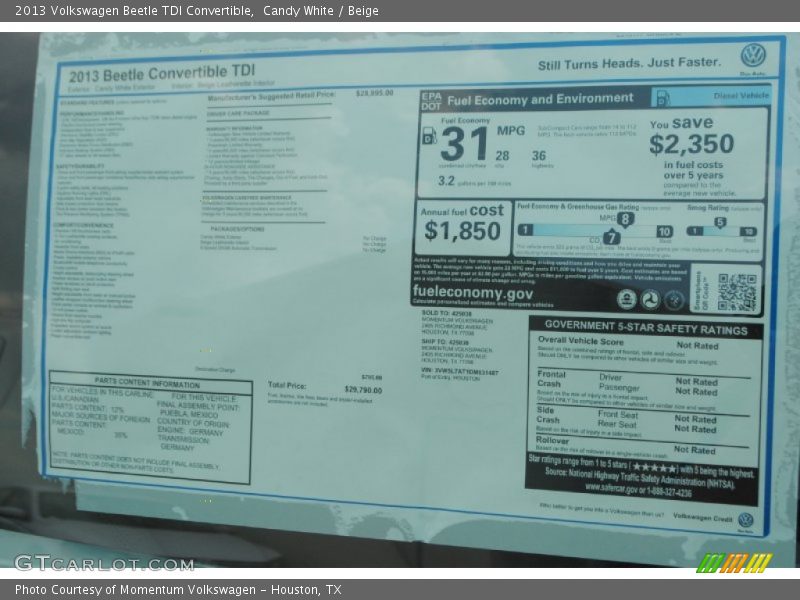 Candy White / Beige 2013 Volkswagen Beetle TDI Convertible