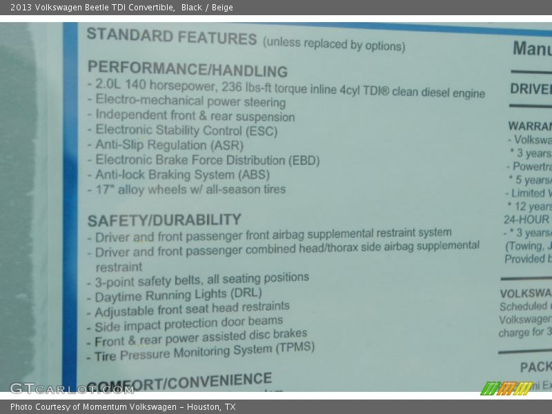 Black / Beige 2013 Volkswagen Beetle TDI Convertible