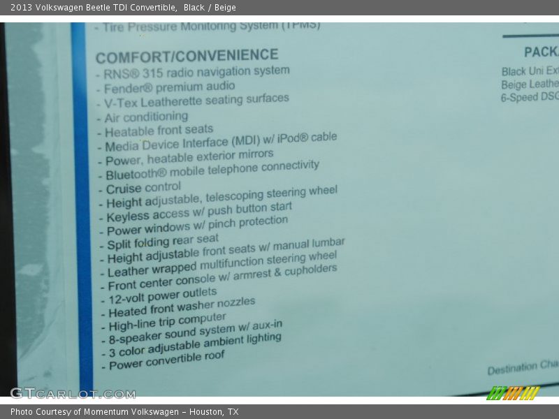 Black / Beige 2013 Volkswagen Beetle TDI Convertible