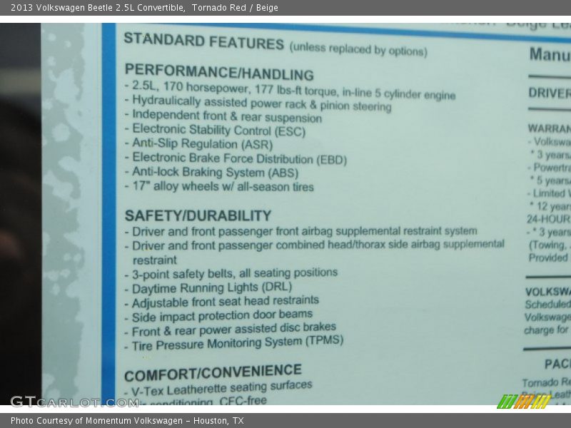 Tornado Red / Beige 2013 Volkswagen Beetle 2.5L Convertible