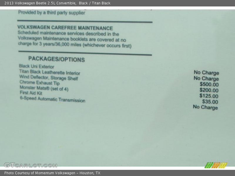 Black / Titan Black 2013 Volkswagen Beetle 2.5L Convertible