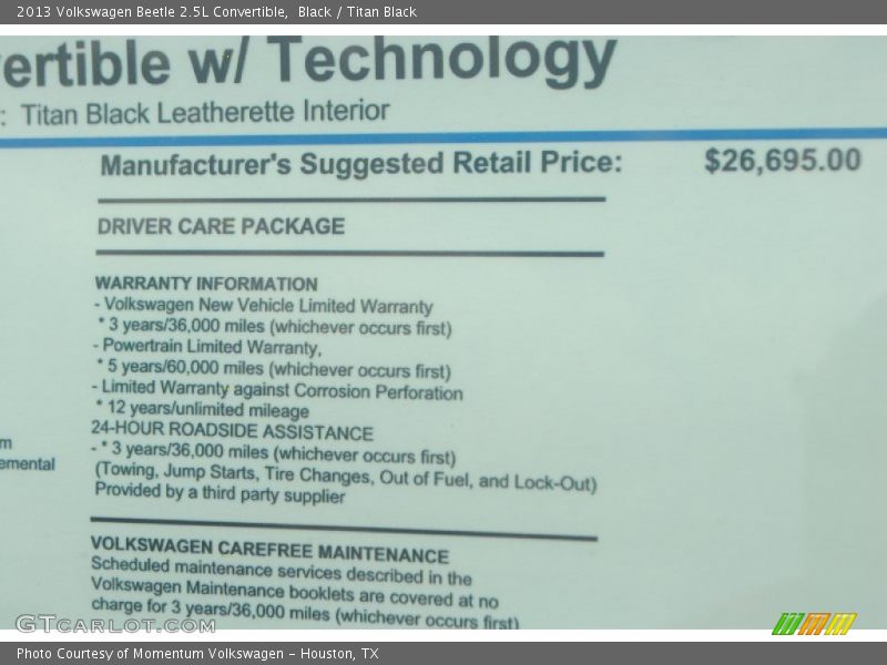 Black / Titan Black 2013 Volkswagen Beetle 2.5L Convertible
