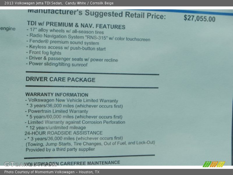 Candy White / Cornsilk Beige 2013 Volkswagen Jetta TDI Sedan