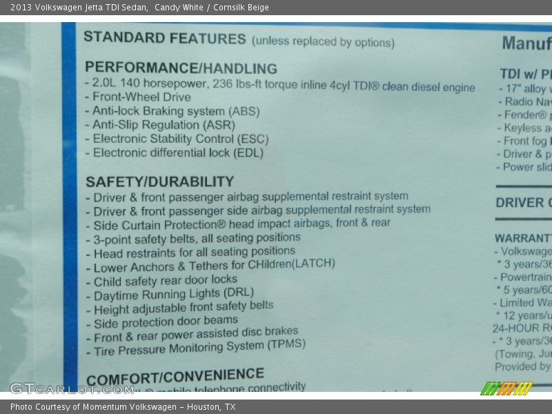 Candy White / Cornsilk Beige 2013 Volkswagen Jetta TDI Sedan