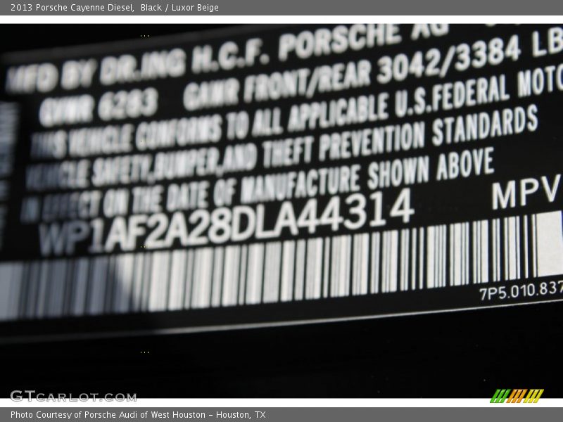 Black / Luxor Beige 2013 Porsche Cayenne Diesel