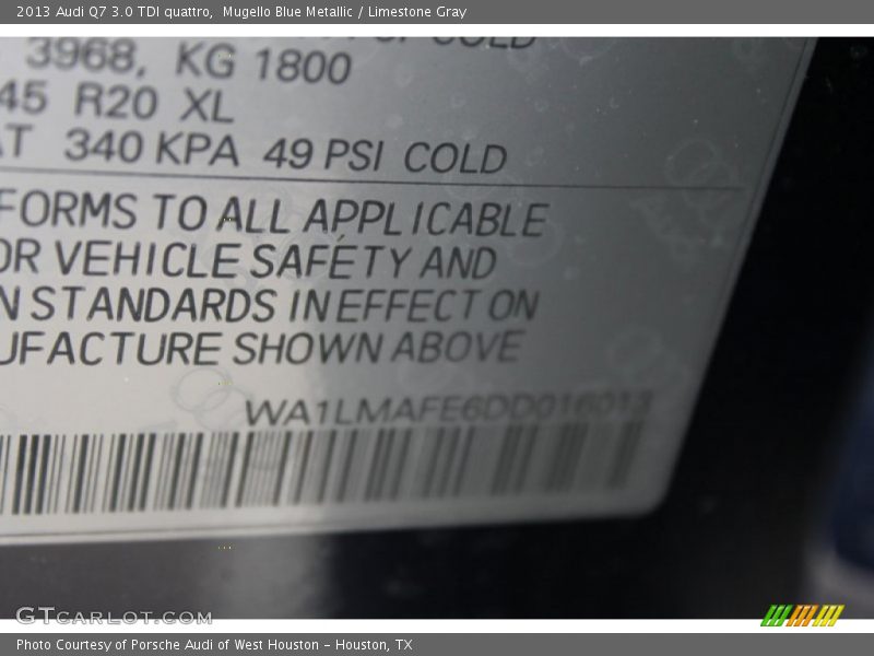 Mugello Blue Metallic / Limestone Gray 2013 Audi Q7 3.0 TDI quattro