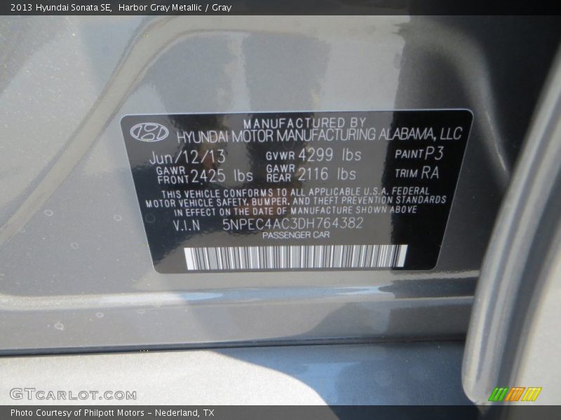 Harbor Gray Metallic / Gray 2013 Hyundai Sonata SE