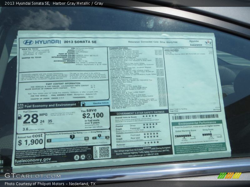 Harbor Gray Metallic / Gray 2013 Hyundai Sonata SE