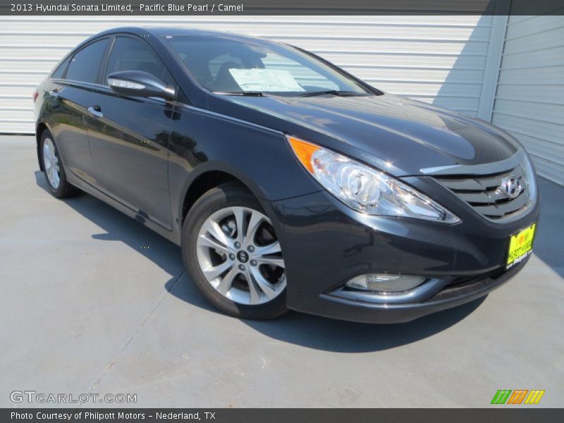 Pacific Blue Pearl / Camel 2013 Hyundai Sonata Limited
