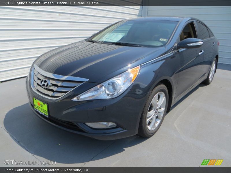 Pacific Blue Pearl / Camel 2013 Hyundai Sonata Limited