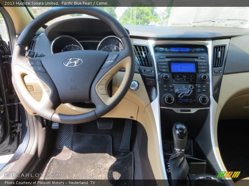 Pacific Blue Pearl / Camel 2013 Hyundai Sonata Limited