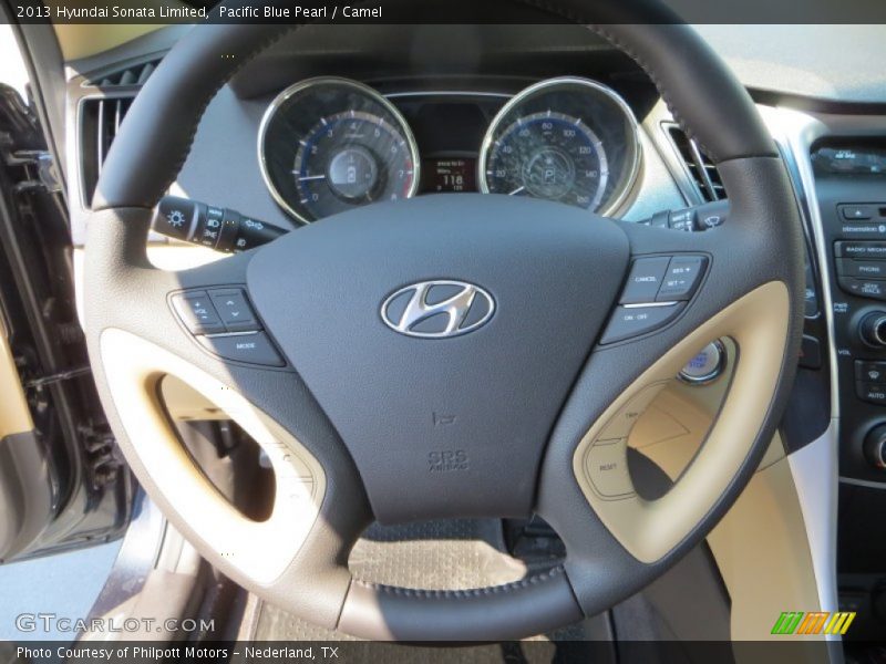 Pacific Blue Pearl / Camel 2013 Hyundai Sonata Limited