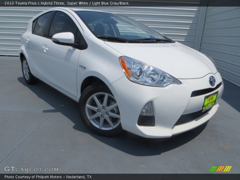 Super White / Light Blue Gray/Black 2013 Toyota Prius c Hybrid Three