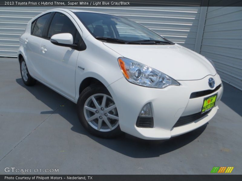 Super White / Light Blue Gray/Black 2013 Toyota Prius c Hybrid Three