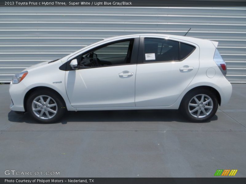 Super White / Light Blue Gray/Black 2013 Toyota Prius c Hybrid Three