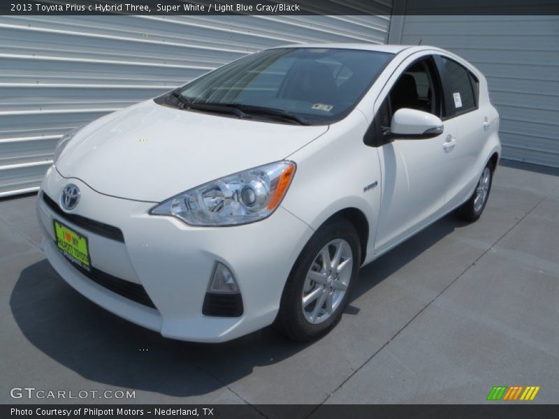 Super White / Light Blue Gray/Black 2013 Toyota Prius c Hybrid Three