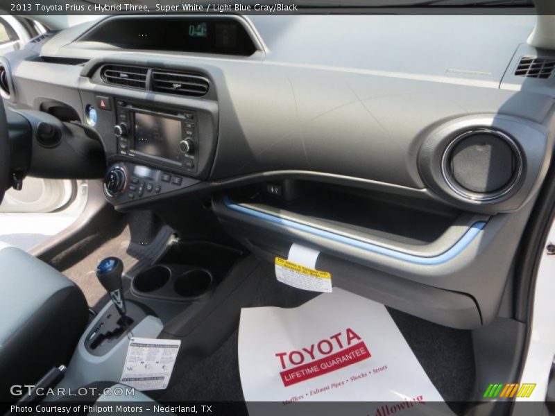 Super White / Light Blue Gray/Black 2013 Toyota Prius c Hybrid Three