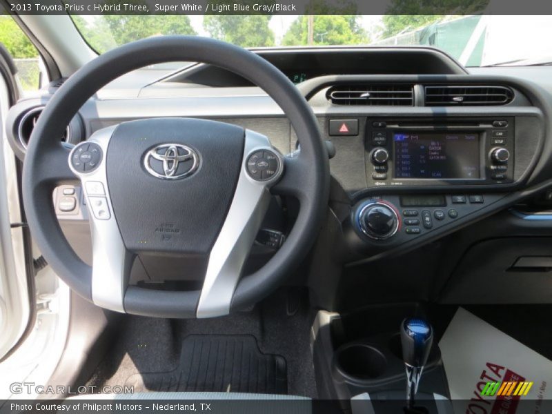 Super White / Light Blue Gray/Black 2013 Toyota Prius c Hybrid Three